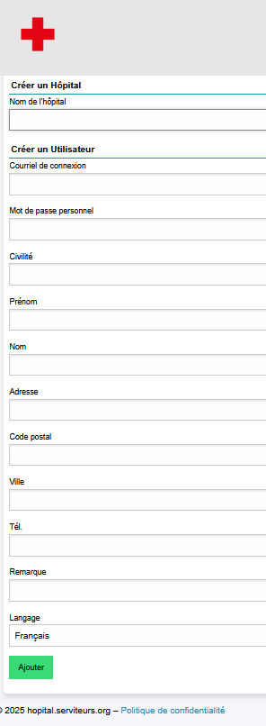 Formulaire de création du compte responsable